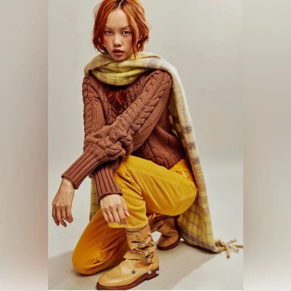 NWOT Free People Sandra Pullover Cable Knit Sweater in Brown - Medium - Picture 3 of 10